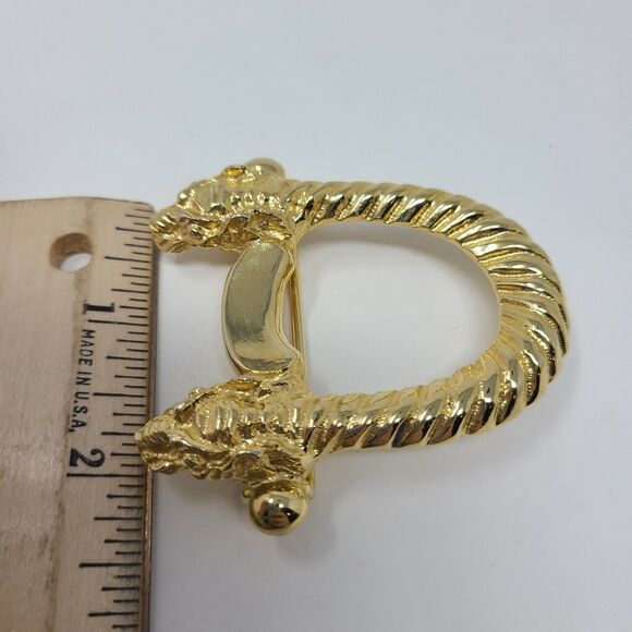 Vintage Dragon Head Two Piece 80’s Gold-tone Belt Buckle Gay Boyer Signed Asian - Picture 4 of 6